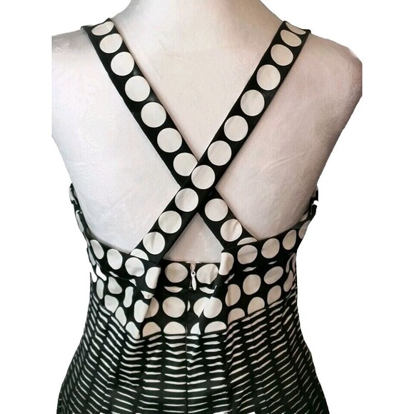 Calvin Klein Sleeveless Fit & Flare Black/White Polka Dot Retro Dress Size 4 NWT - Picture 3 of 4
